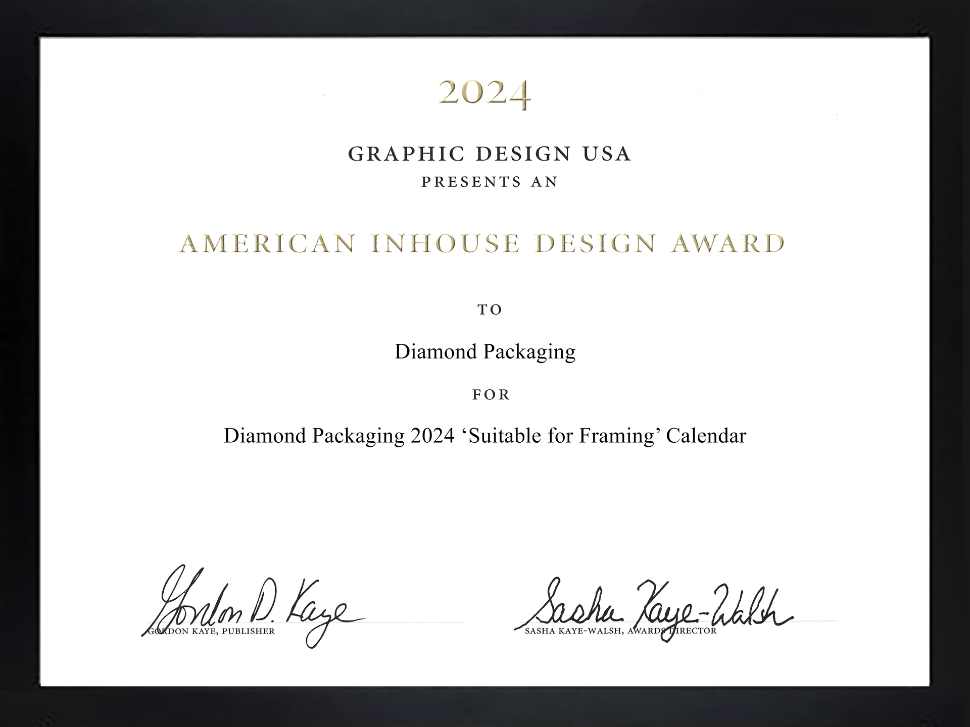 GDUSA Inhouse Design Award™ (2024 certificate)