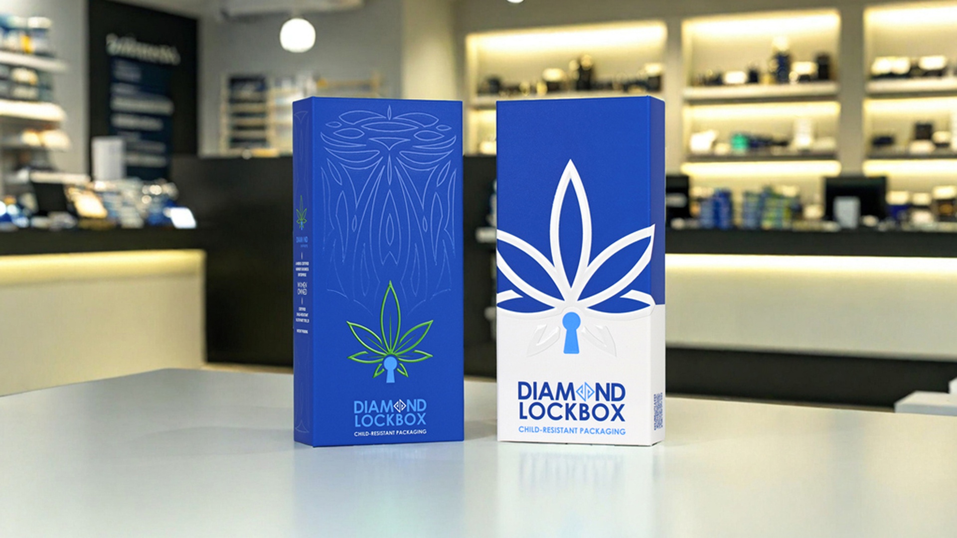 Diamond Lockbox packaging in a cannabis dispensary